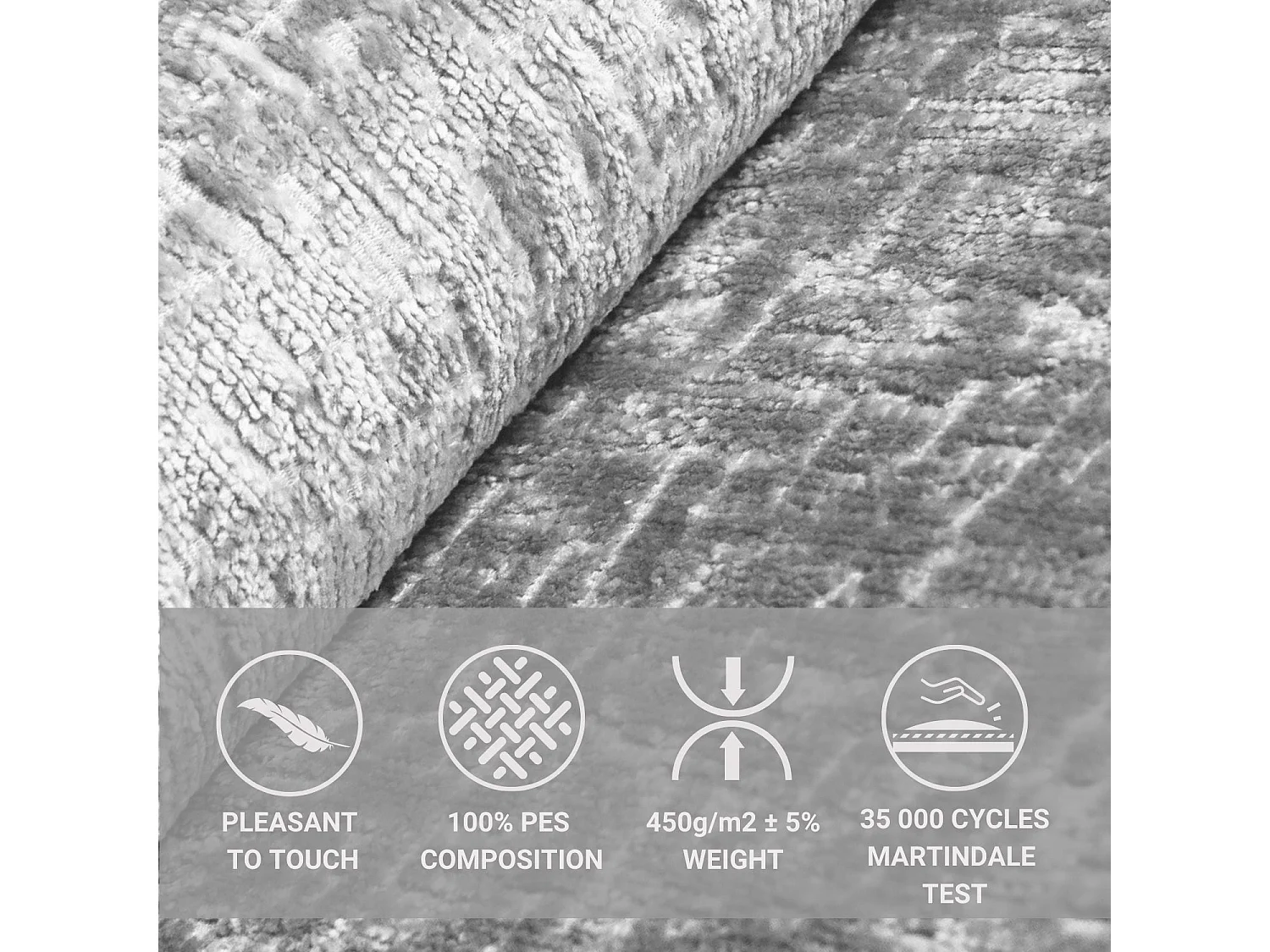 Boxspringbett aus Chenille-Stoff Passion - Matratze - Toppermatratze - 160x200 cm - hellgrau