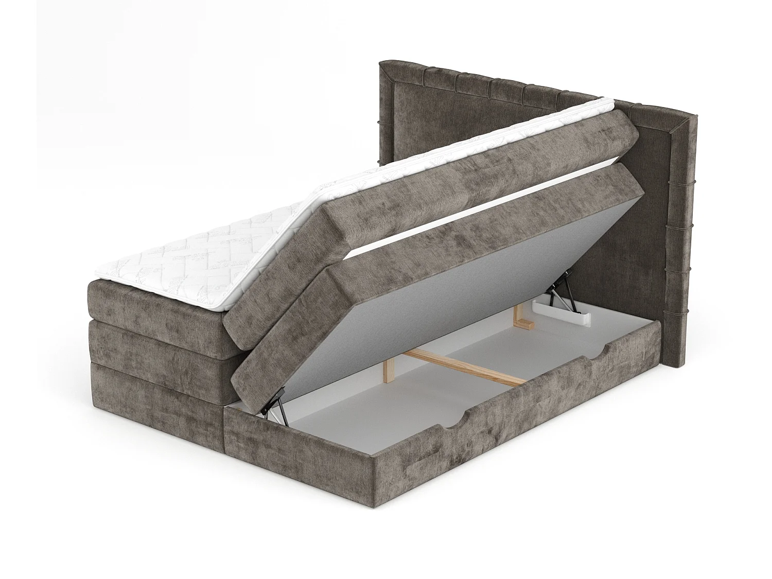 Boxspringbett aus Chenille-Stoff Rosabel - Matratze - Toppermatratze - 180x200 cm - braun