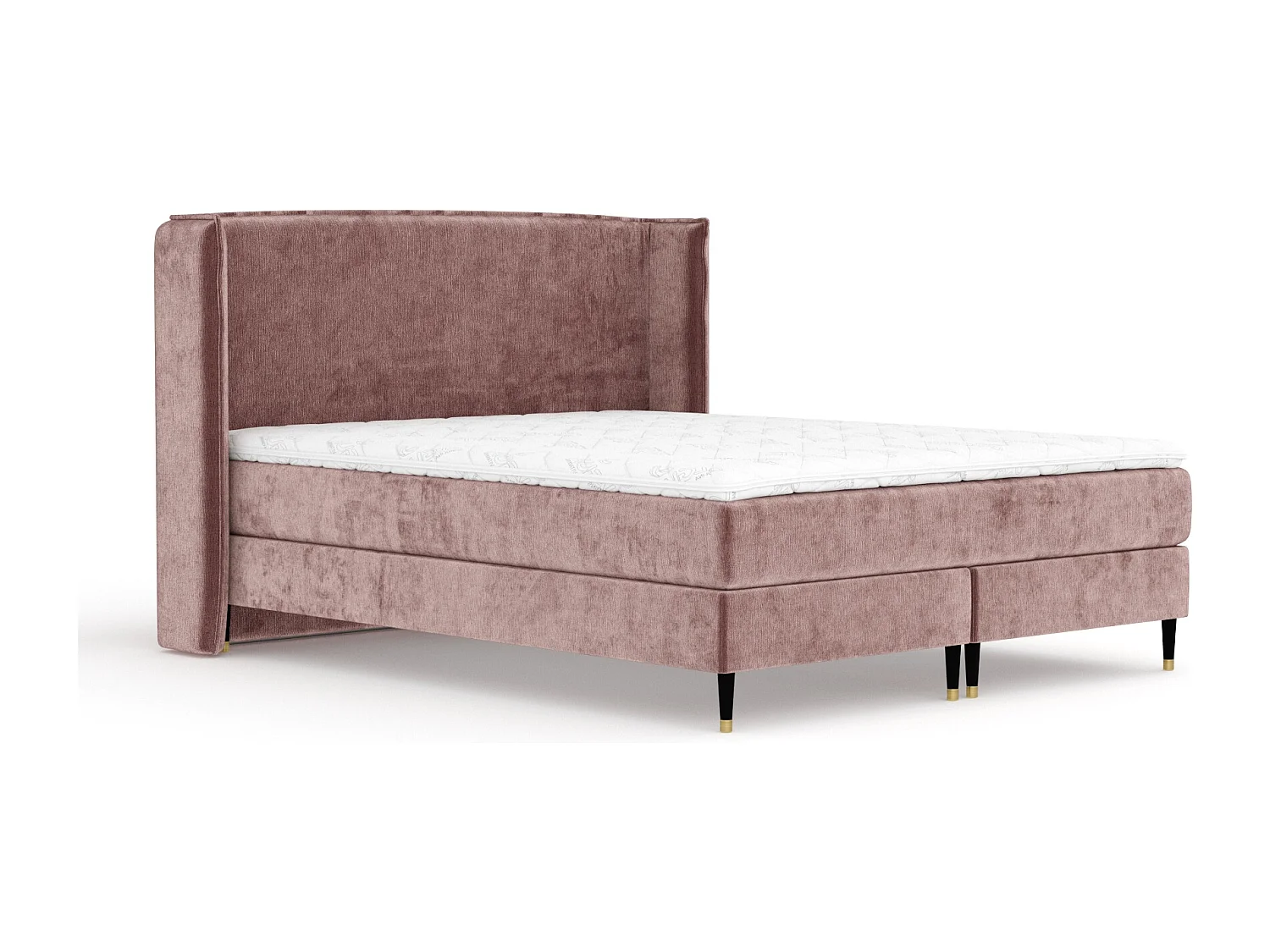 Boxspringbett aus Chenille-Stoff Ardis - Matratze - Toppermatratze - 160x200 cm - rosa