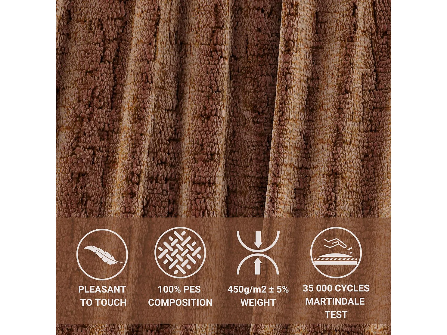 Boxspringbett aus Chenille-Stoff Ardis - Matratze - Toppermatratze - 180x200 cm - kupferfarbe