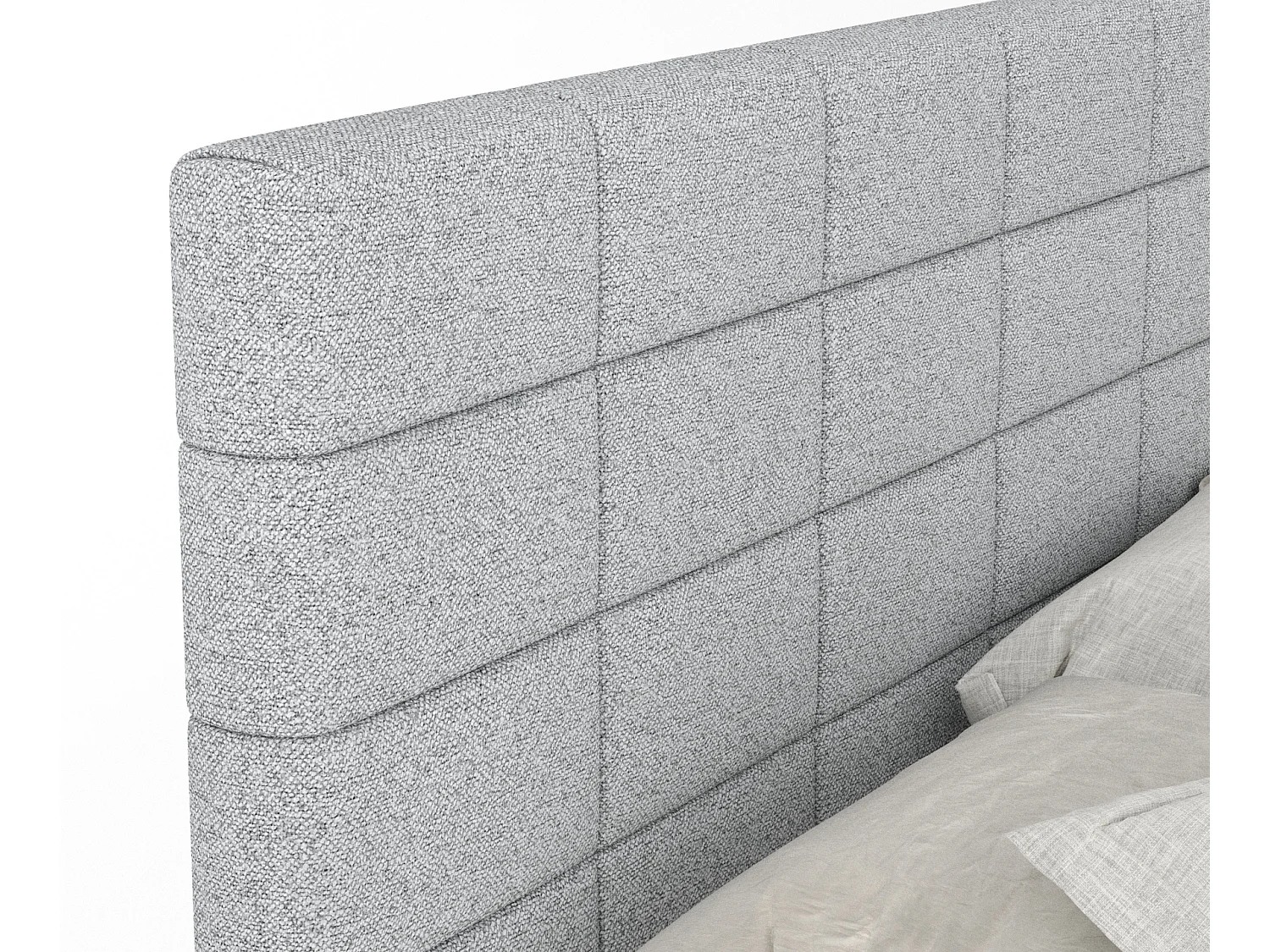 Boxspringbett aus Webstoff Ava - Matratze - Toppermatratze - 160x200 cm - hellgrau