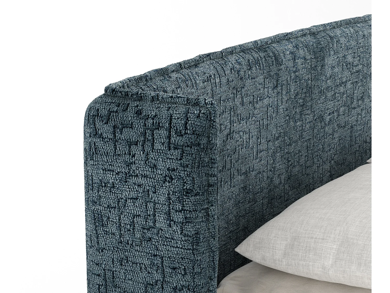 Boxspringbett aus Chenille-Stoff Carizzo - Matratze - Toppermatratze - 180x200 cm - blau