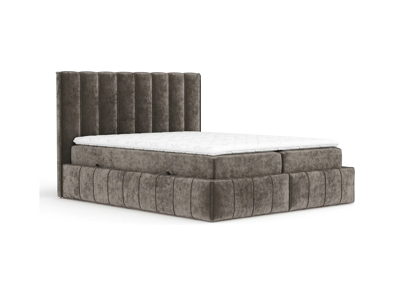 Lit boxspring en tissu chenille Moretti - matelas - surmatelas - 200x200 cm - brun