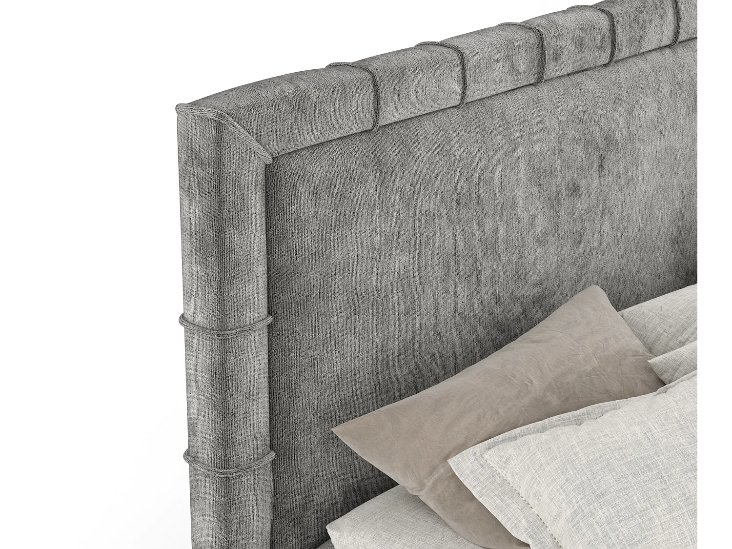 Boxspringbett aus Chenille-Stoff Sundown - Matratze - Toppermatratze - 180x200 cm - grau