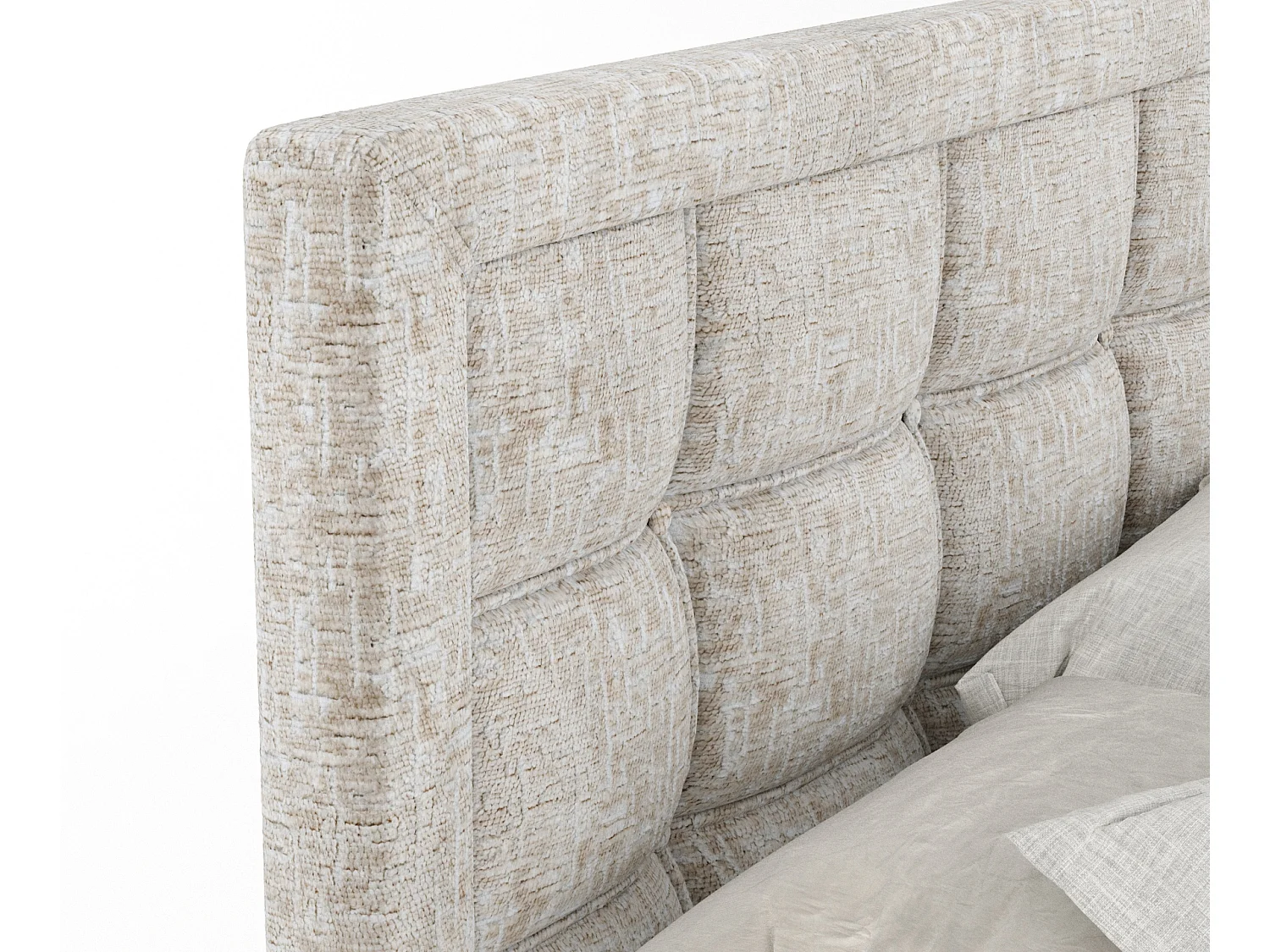 Boxspringbett aus Chenille-Stoff Ambrosia - Matratze - Toppermatratze - 180x200 cm - beige