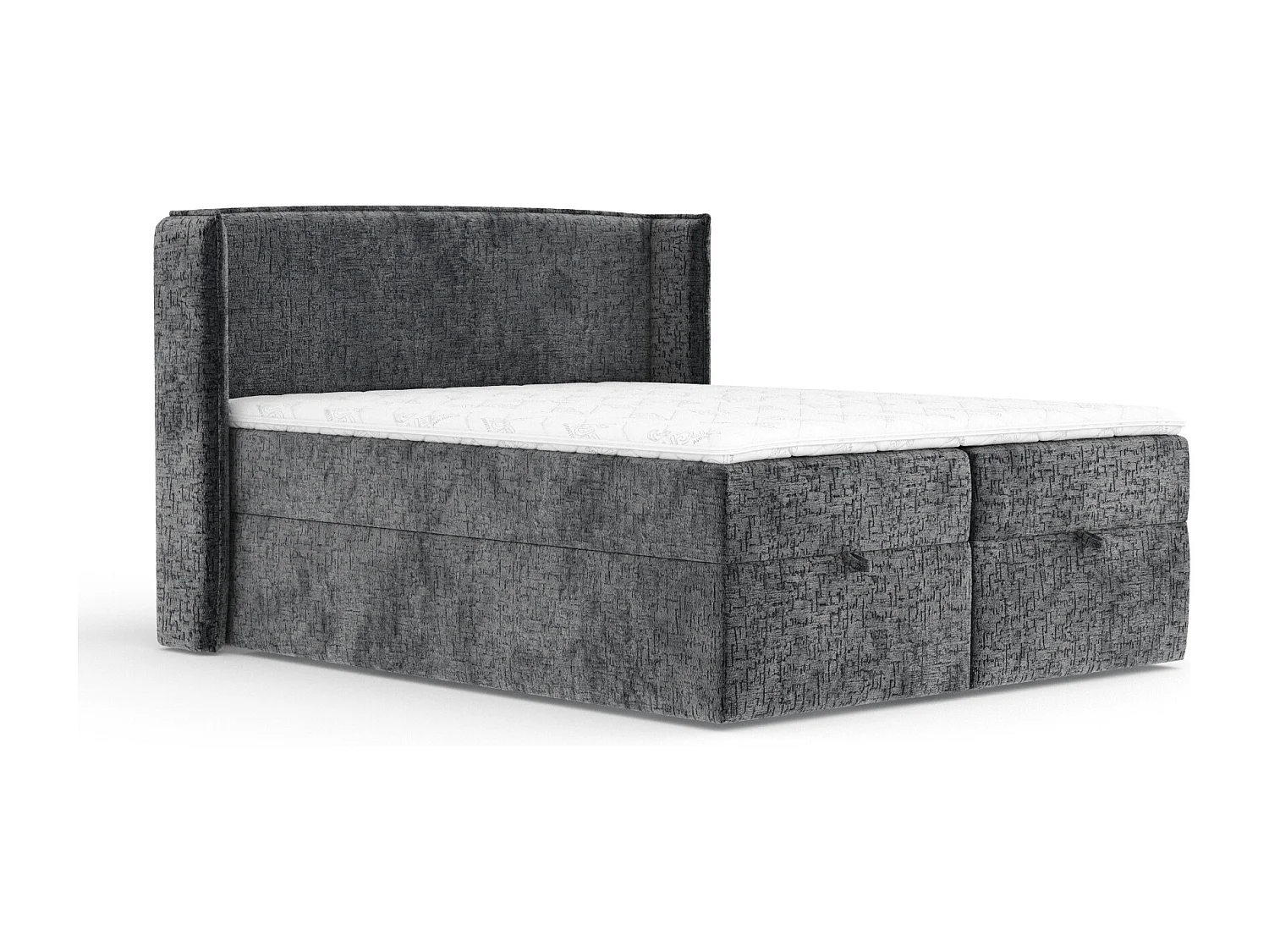 Boxspringbett aus Chenille-Stoff Passion - Matratze - Toppermatratze - 140x200 cm - anthrazit
