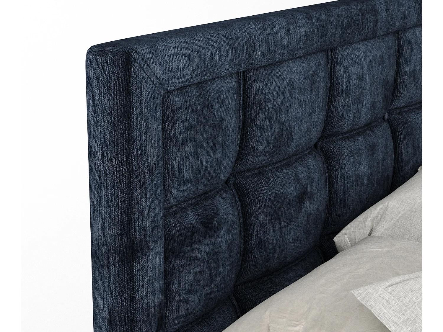 Boxspringbett aus Chenille-Stoff Ambrosia - Matratze - Toppermatratze - 180x200 cm - marineblau