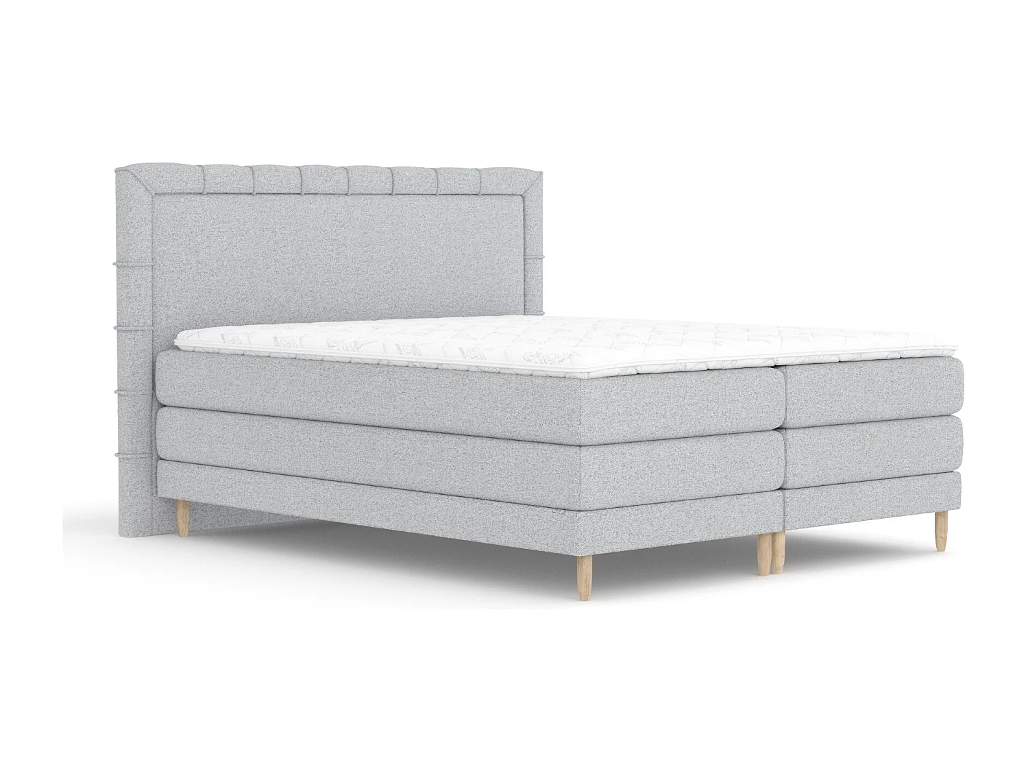 Boxspringbett aus Webstoff Rimini - Matratze - Toppermatratze - 140x200 cm - hellgrau