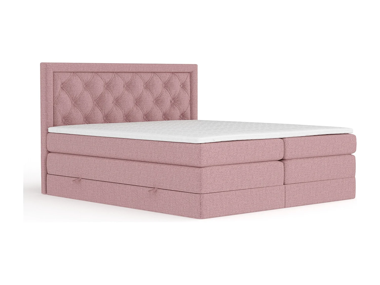 Lit boxspring en toile tissée Aurelia - matelas - surmatelas - 180x200 cm - rose