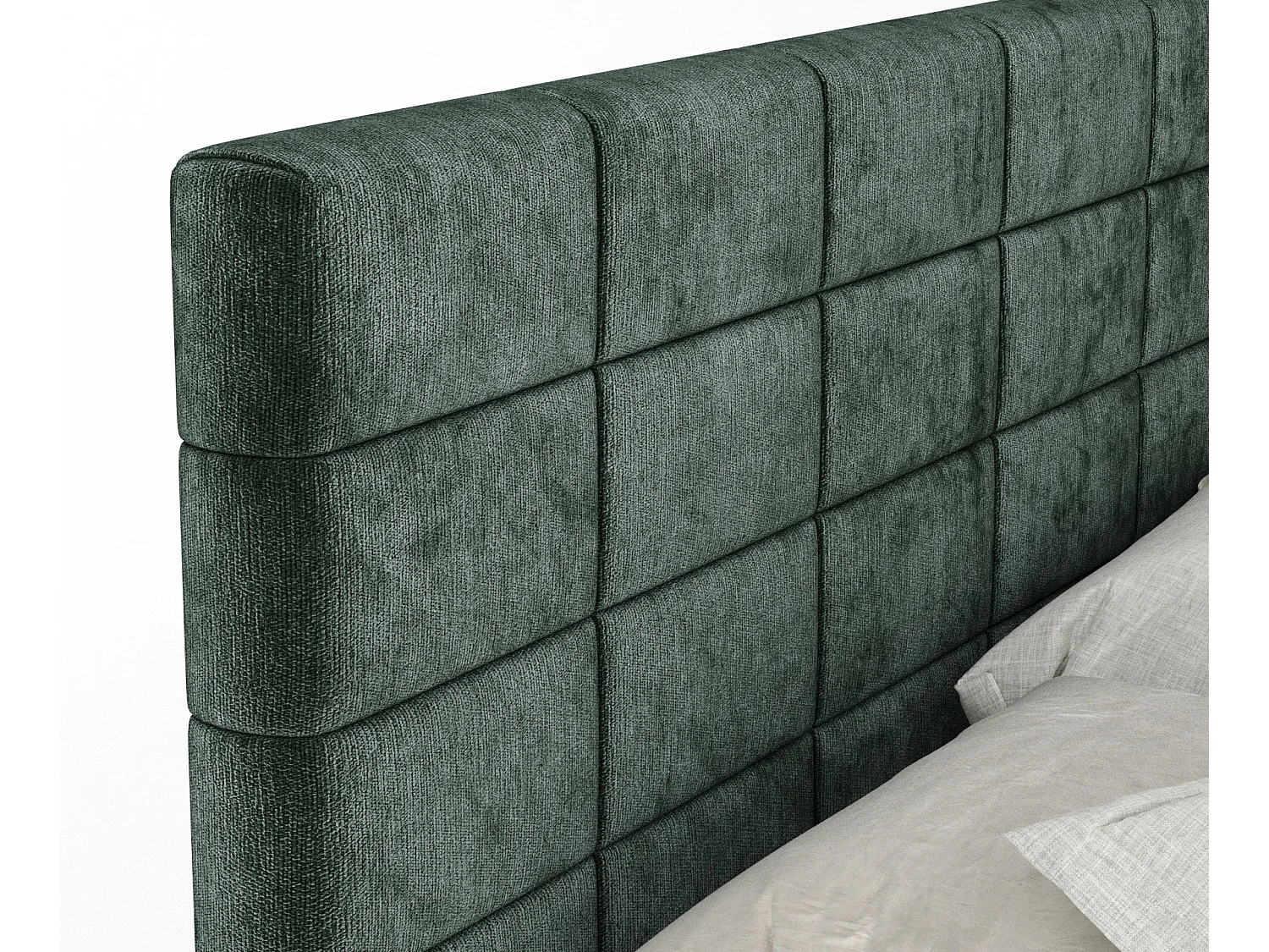 Boxspringbett aus Chenille-Stoff Ava - Matratze - Toppermatratze - 180x200 cm - grün