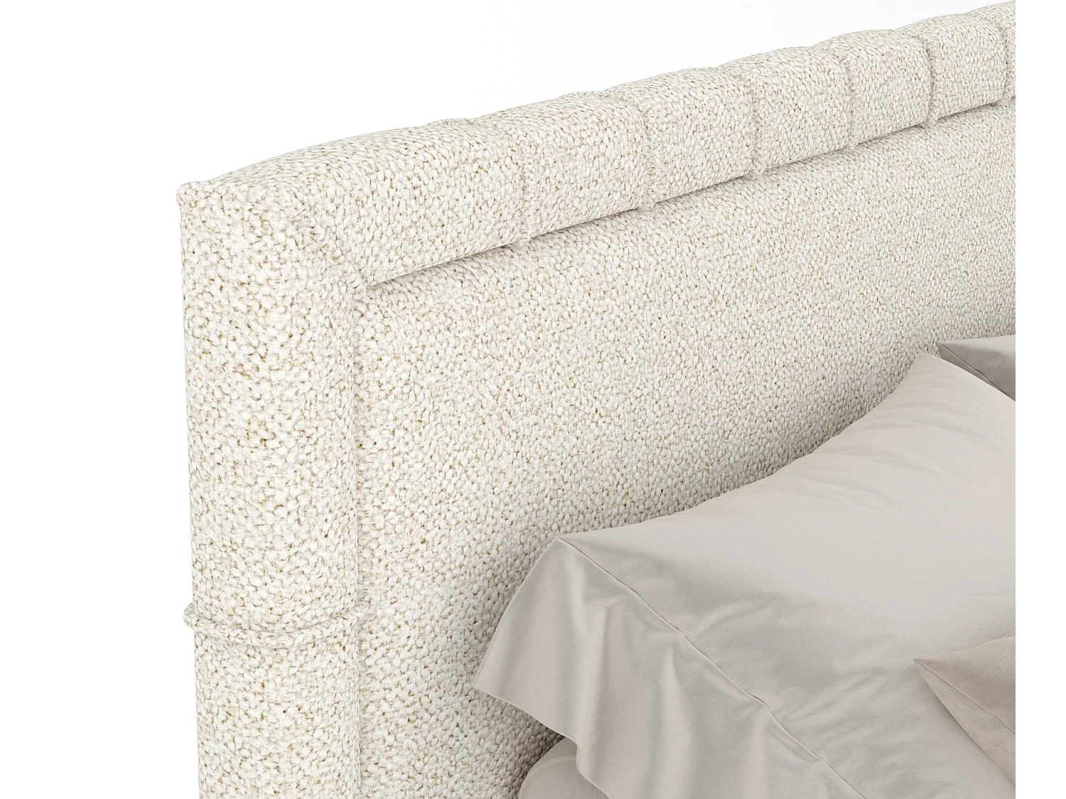 Boxspringbett aus Boucle-Stoff Rosabel - matelas - surmatelas - 200x200 cm - creme