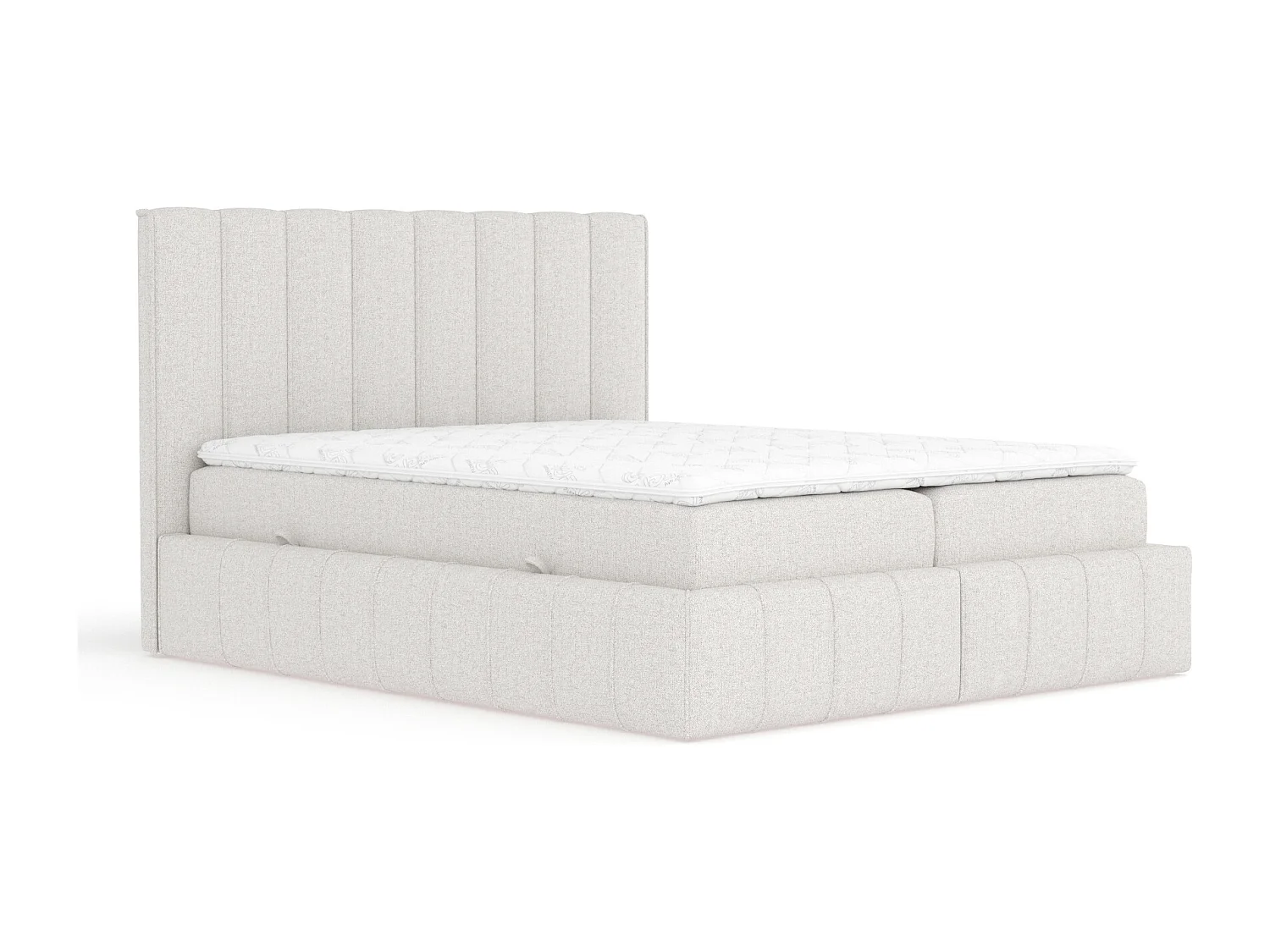 Lit boxspring en toile tissée Moretti - matelas - surmatelas - 140x200 cm - beige