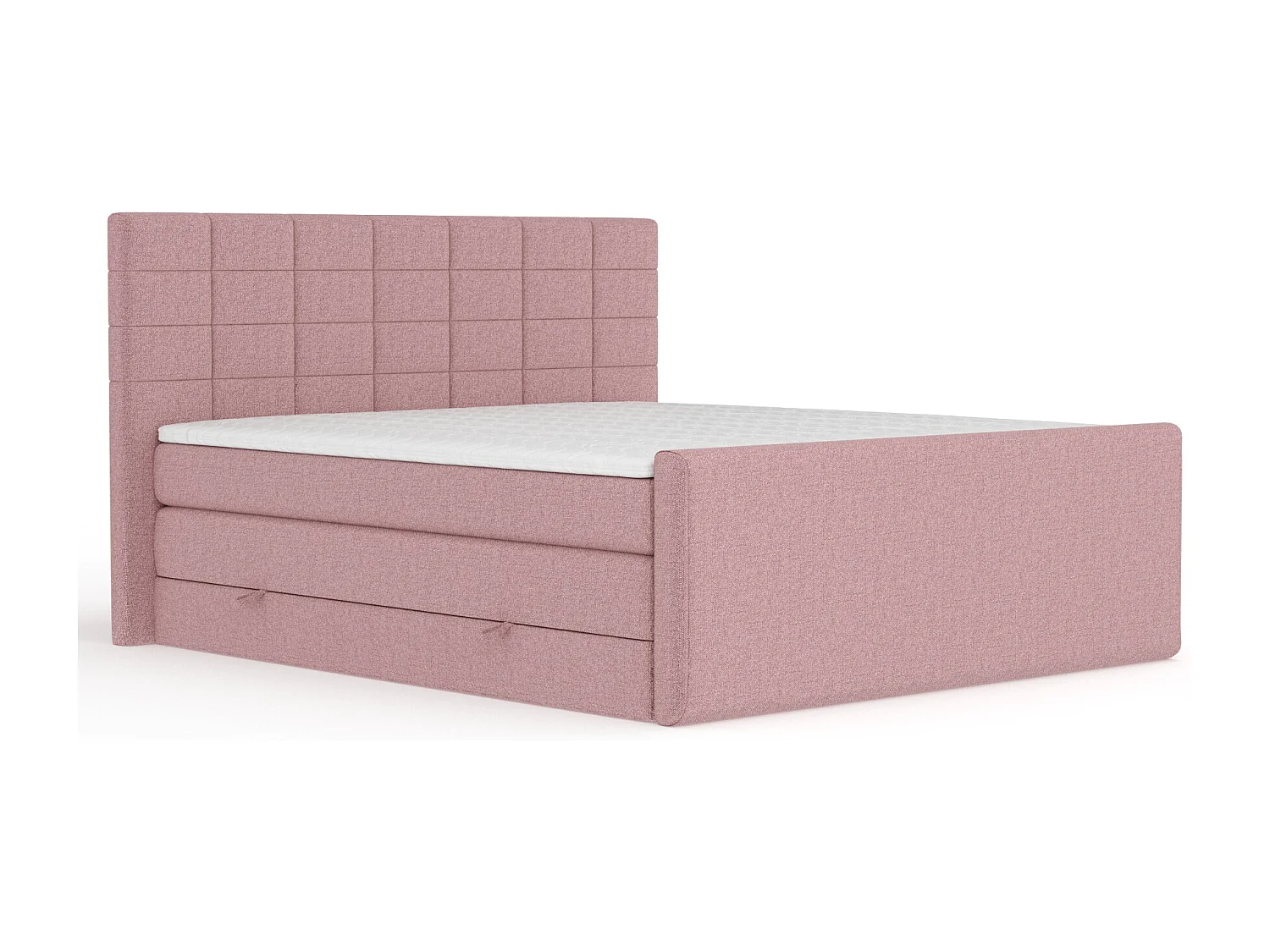Boxspringbett aus Webstoff Ava - Matratze - Toppermatratze - 160x200 cm - rosa
