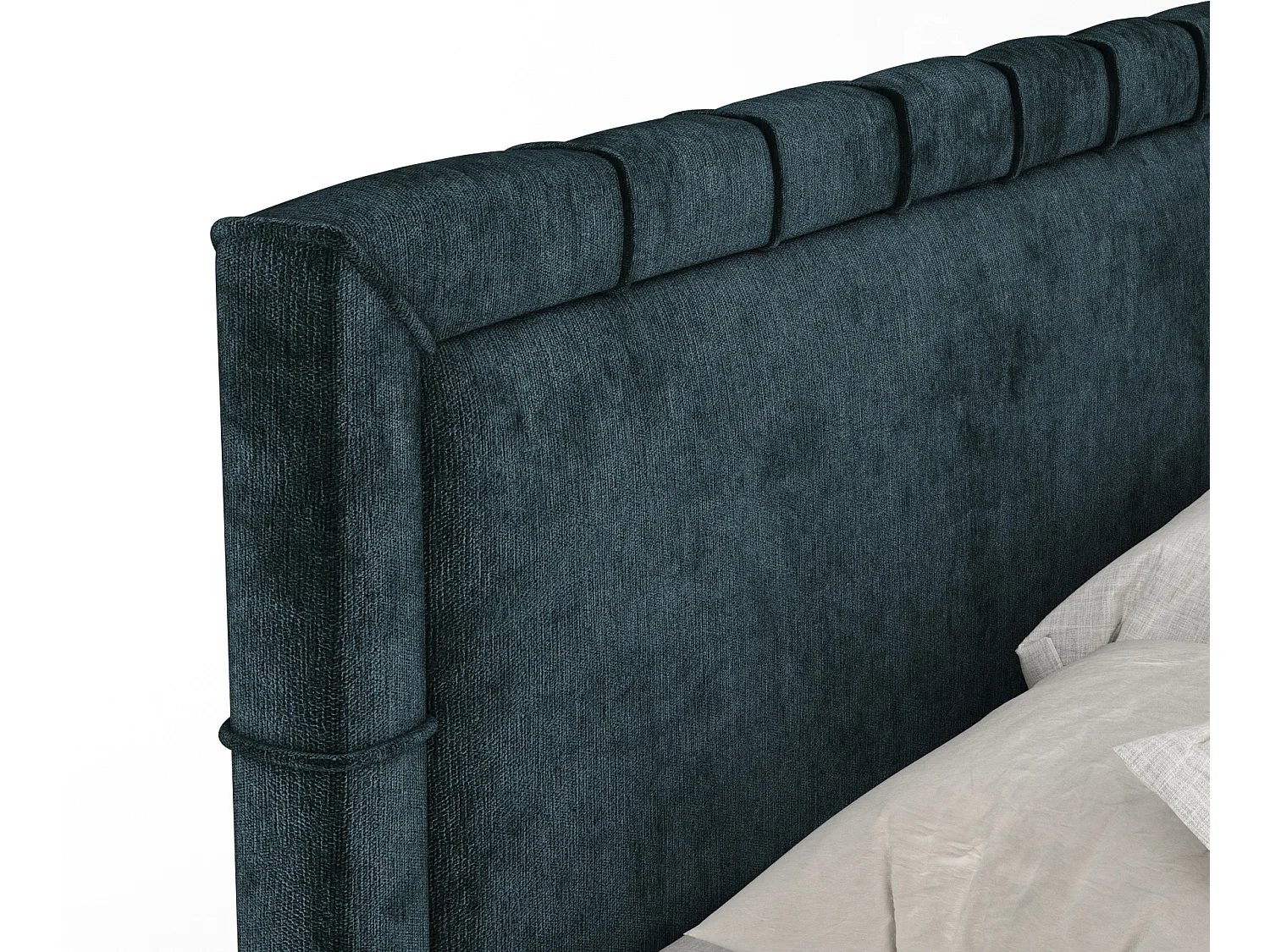 Boxspringbett aus Chenille-Stoff Voyage - Matratze - Toppermatratze - 160x200 cm - blaugrüne