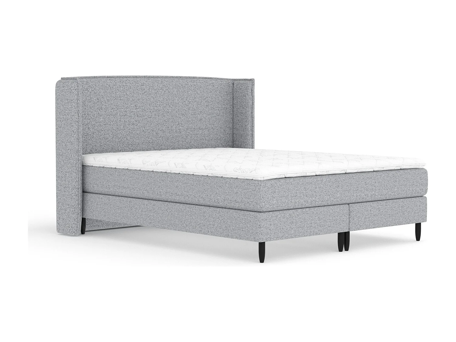 Boxspringbett aus Webstoff Ardis - Matratze - Toppermatratze - 180x200 cm - grau