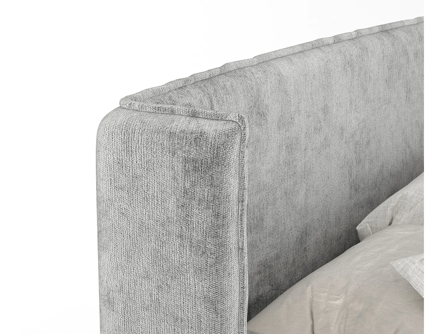 Lit boxspring en tissu chenille Monpelli - matelas - surmatelas - 200x200 cm - gris clair