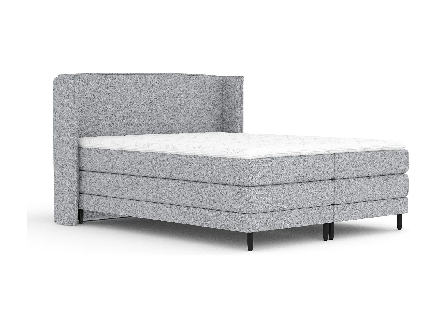 Lit boxspring en toile tissée Carizzo - matelas - surmatelas - 140x200 cm - gris