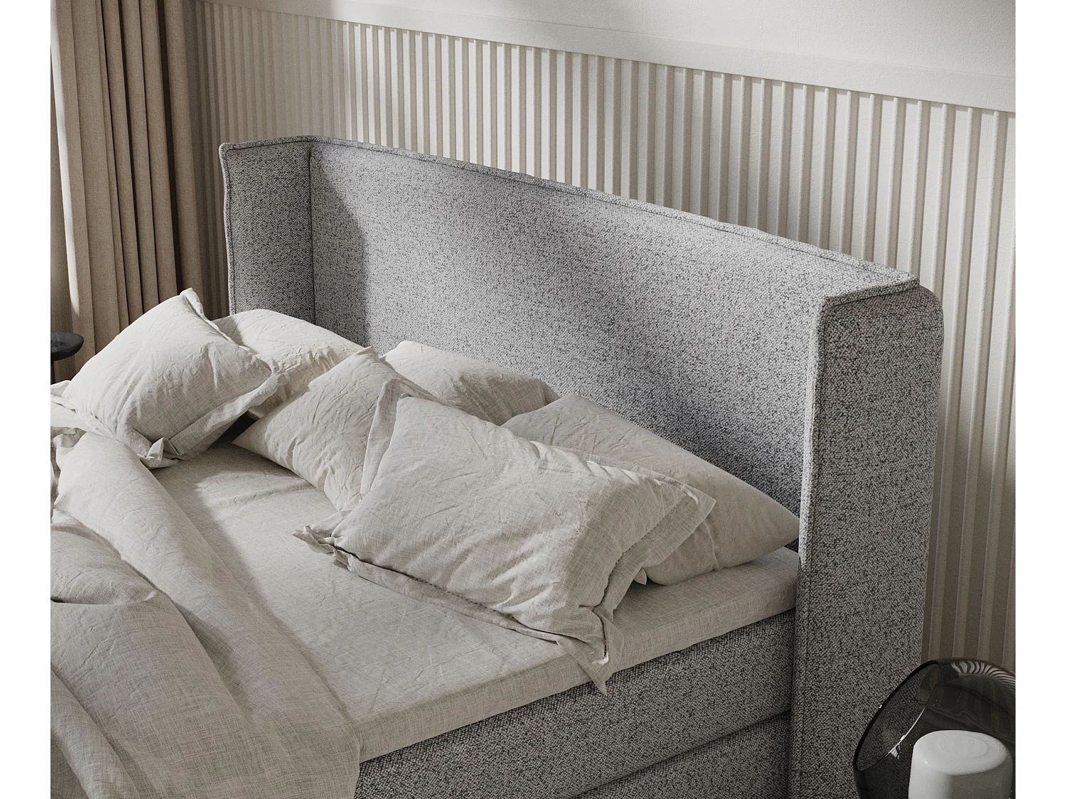 Lit boxspring en toile tissée Carizzo - matelas - surmatelas - 140x200 cm - gris