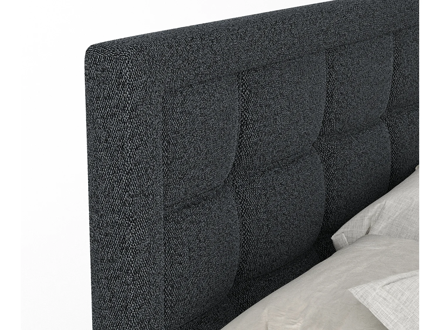 Boxspringbett aus Webstoff Ambrosia - Matratze - Toppermatratze - 200x200 cm - schwarz