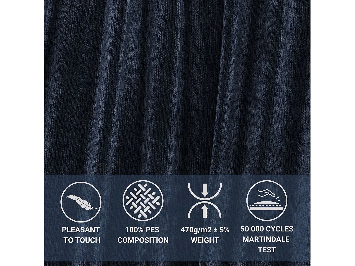 Lit boxspring en tissu chenille Rimini - matelas - surmatelas - 160x200 cm - bleu marine