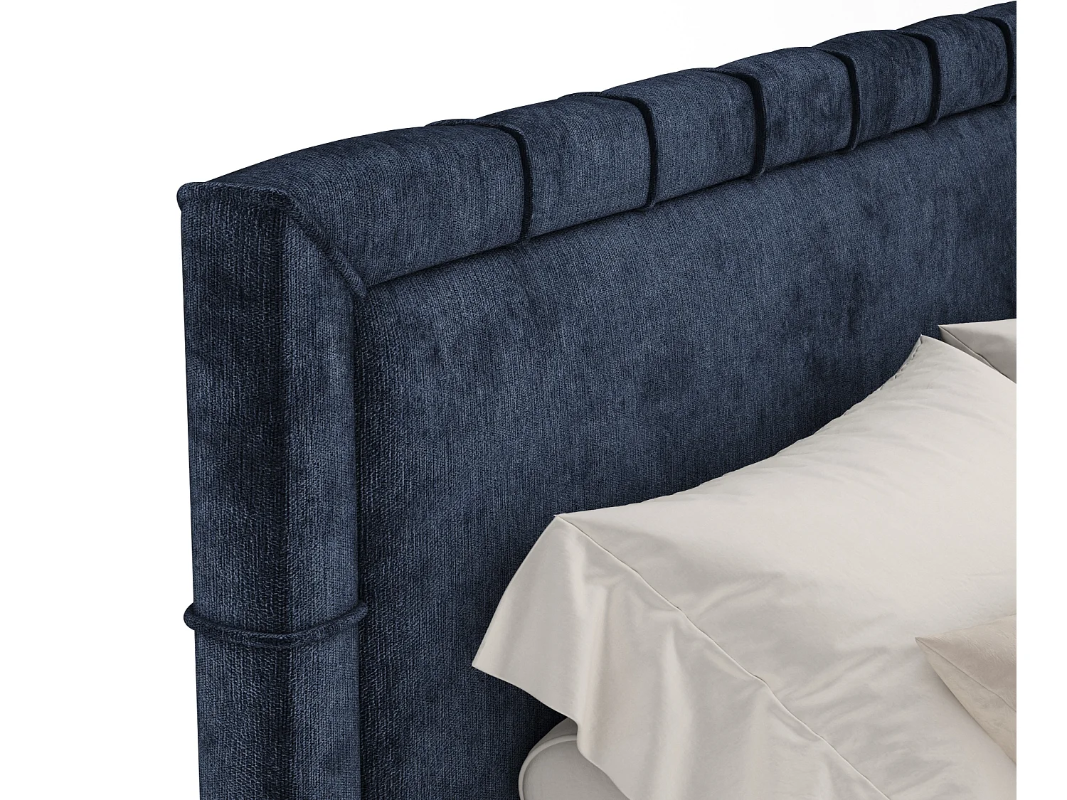 Boxspringbett aus Chenille-Stoff Rimini - Matratze - Toppermatratze - 160x200 cm - marineblau