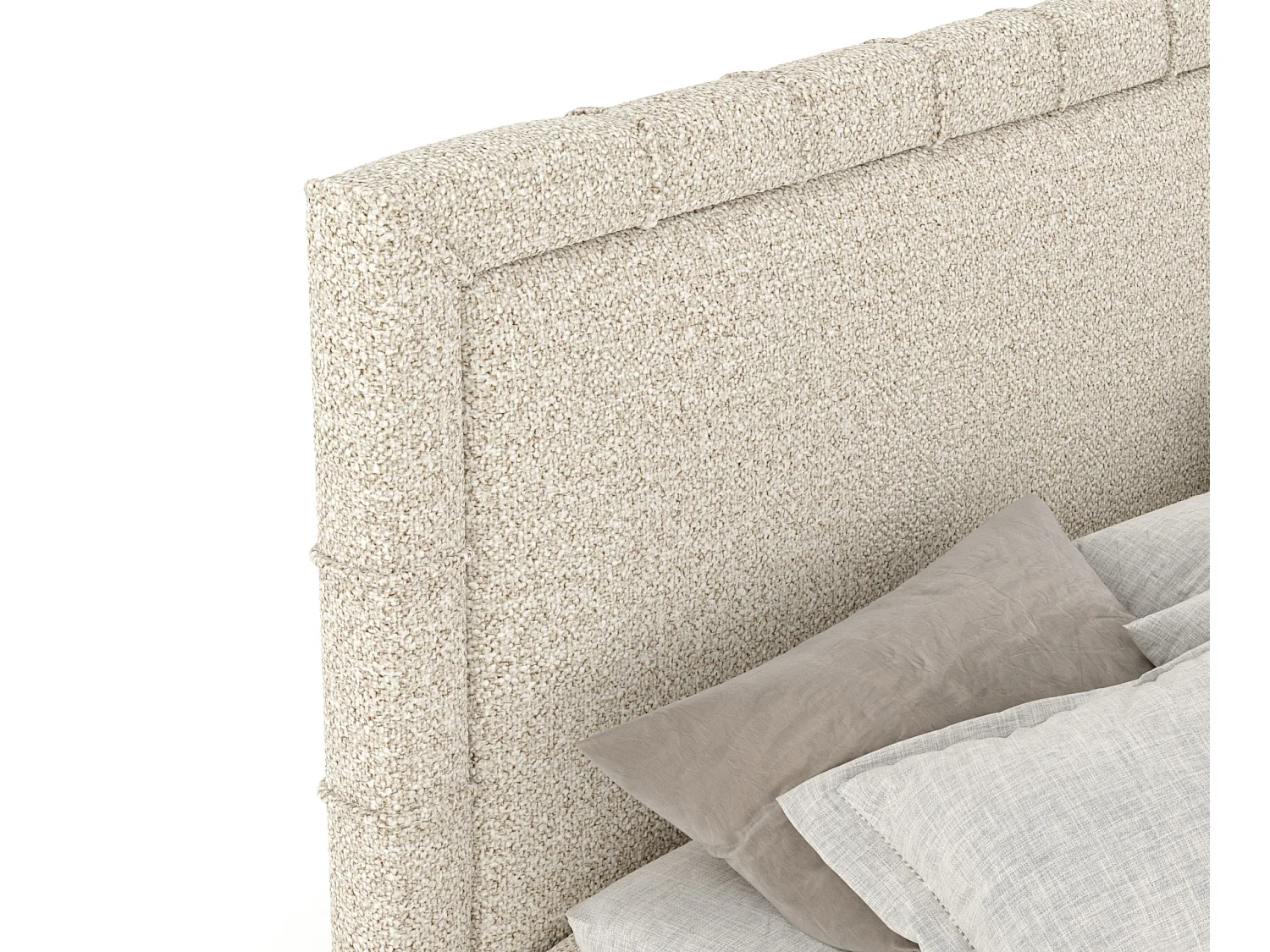 Lit boxspring en tissu bouclette Sundown - matelas - surmatelas - 160x200 cm - beige