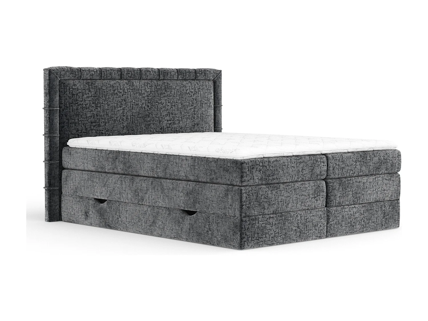 Boxspringbett aus Chenille-Stoff Rosabel - Matratze - Toppermatratze - 200x200 cm - anthrazit