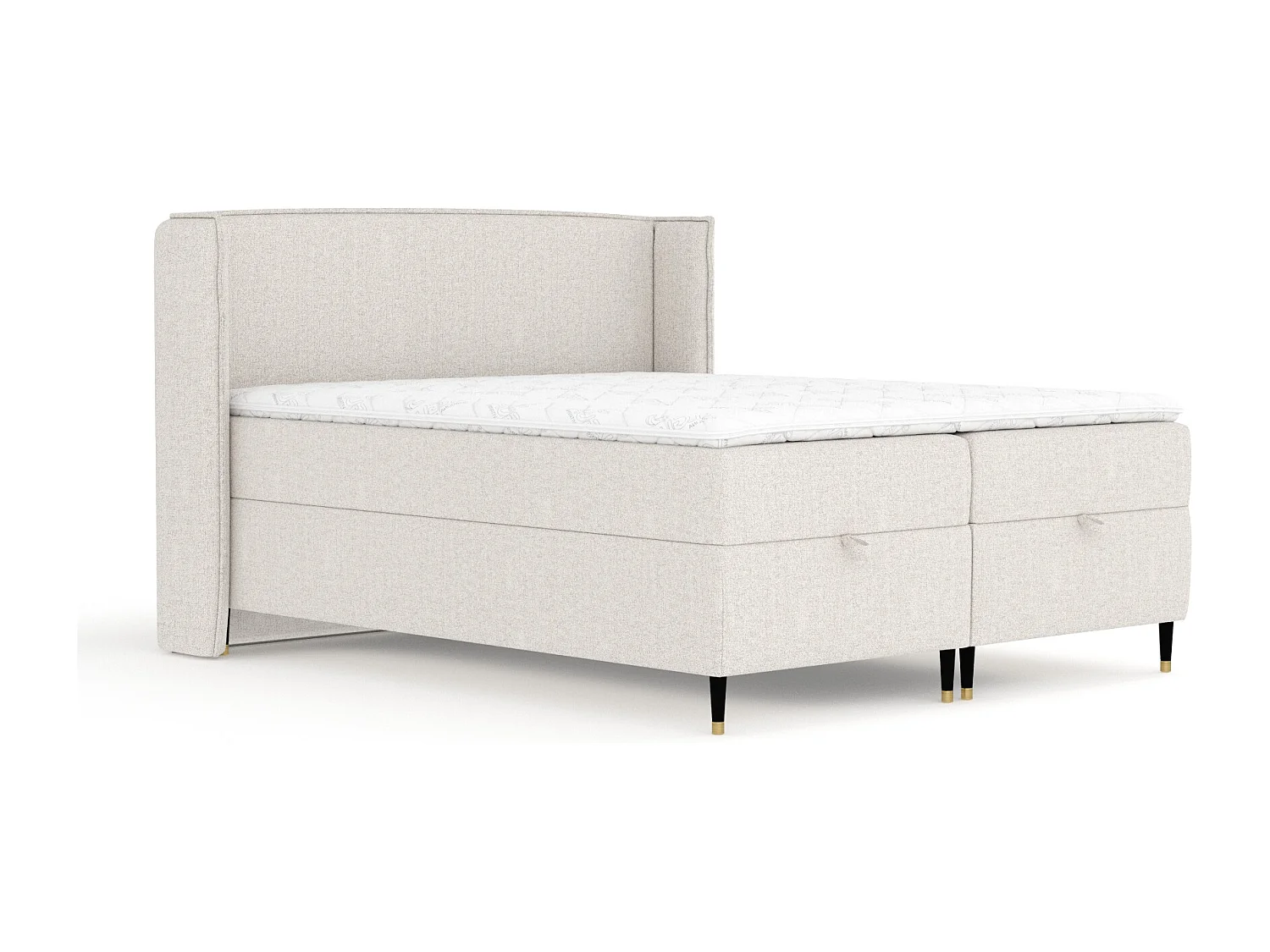 Boxspringbett aus Webstoff Monpelli - Matratze - Toppermatratze - 160x200 cm - beige