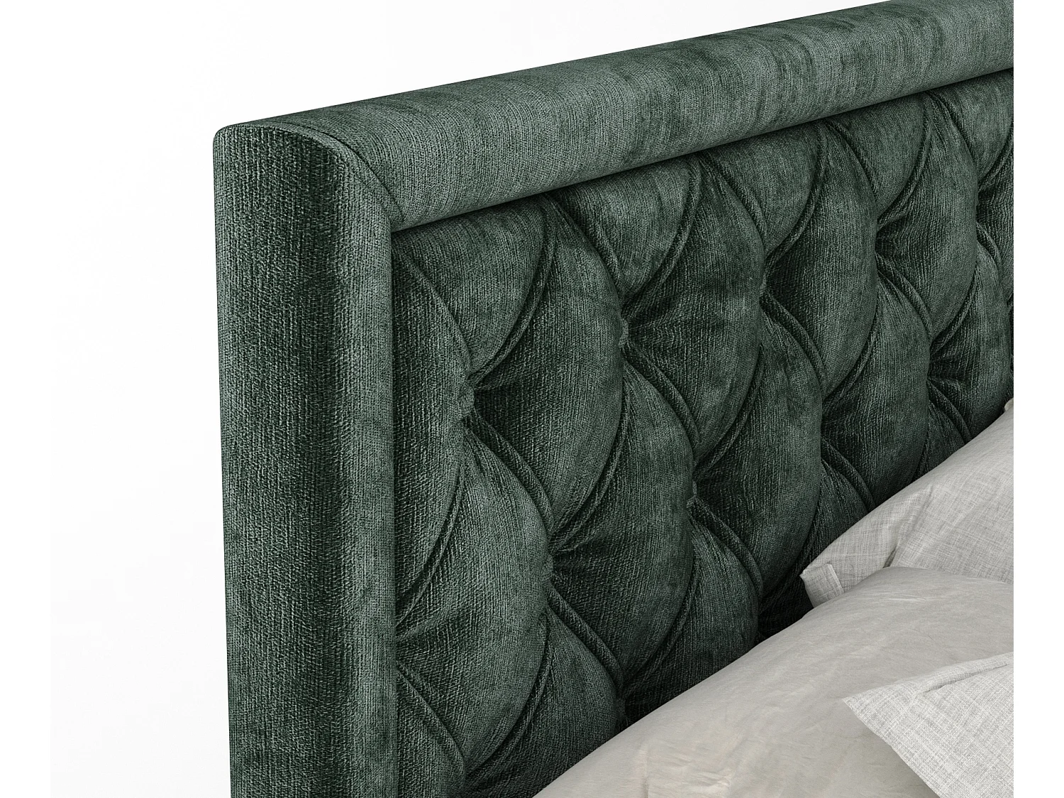 Boxspringbett aus Chenille-Stoff Aurelia - Matratze - Toppermatratze - 200x200 cm - grün