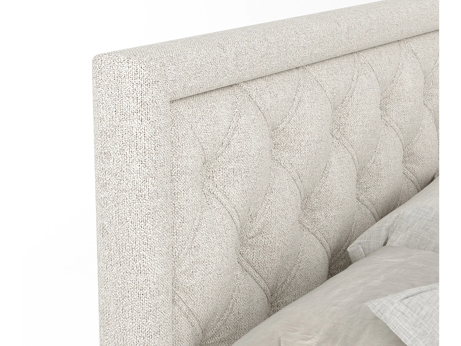 Boxspringbett aus Webstoff Aurelia - Matratze - Toppermatratze - 200x200 cm - beige