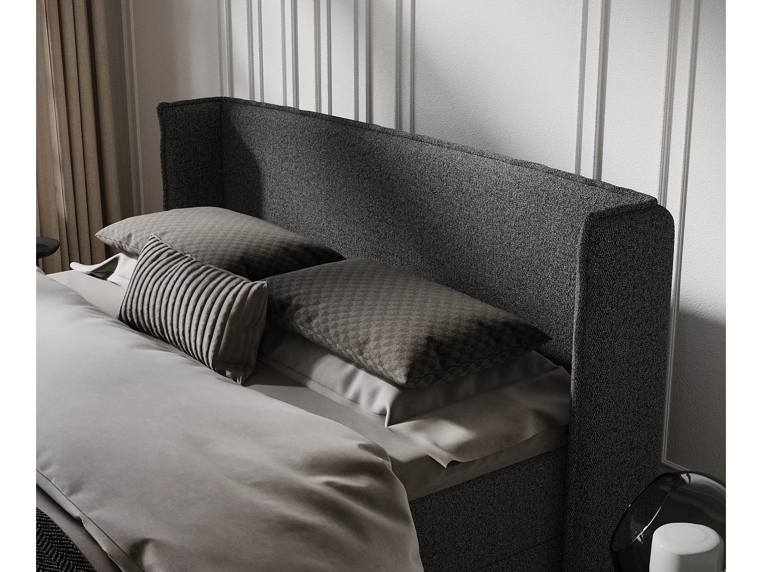 Lit boxspring en toile tissée Passion - matelas - surmatelas - 200x200 cm - noir