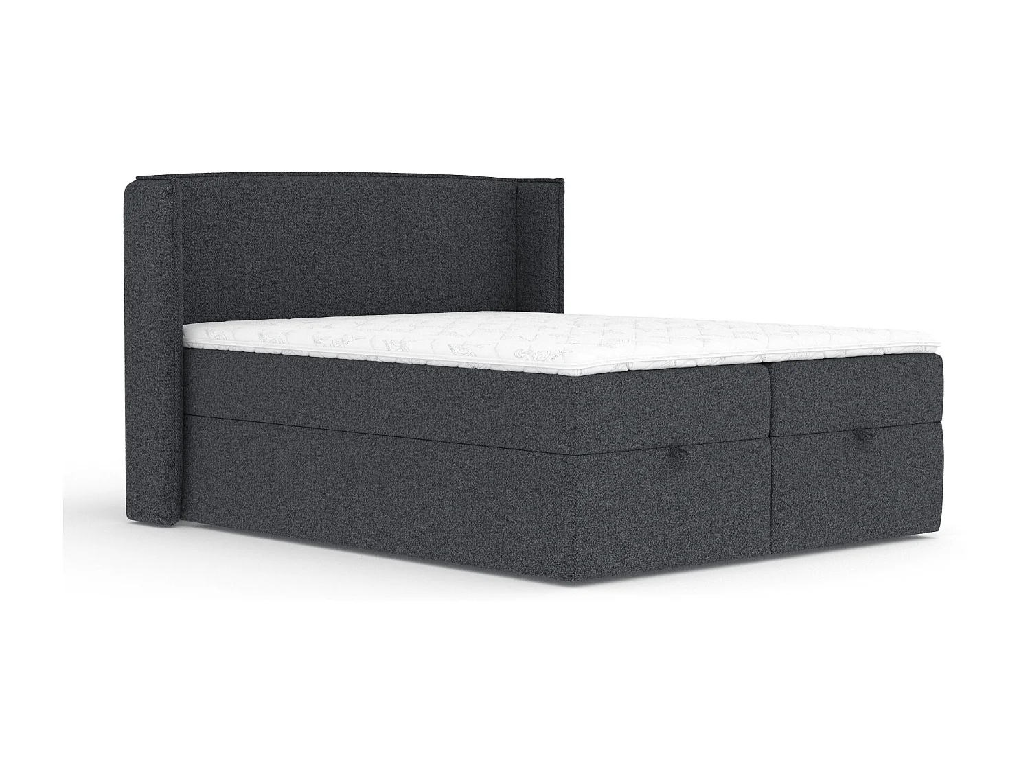 Lit boxspring en toile tissée Passion - matelas - surmatelas - 200x200 cm - noir