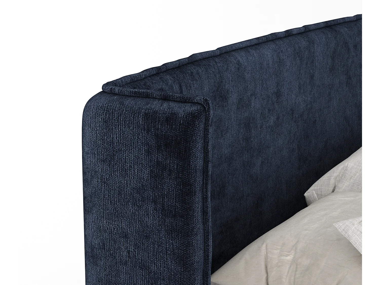 Lit boxspring en tissu chenille Monpelli - matelas - surmatelas - 180x200 cm - bleu marine