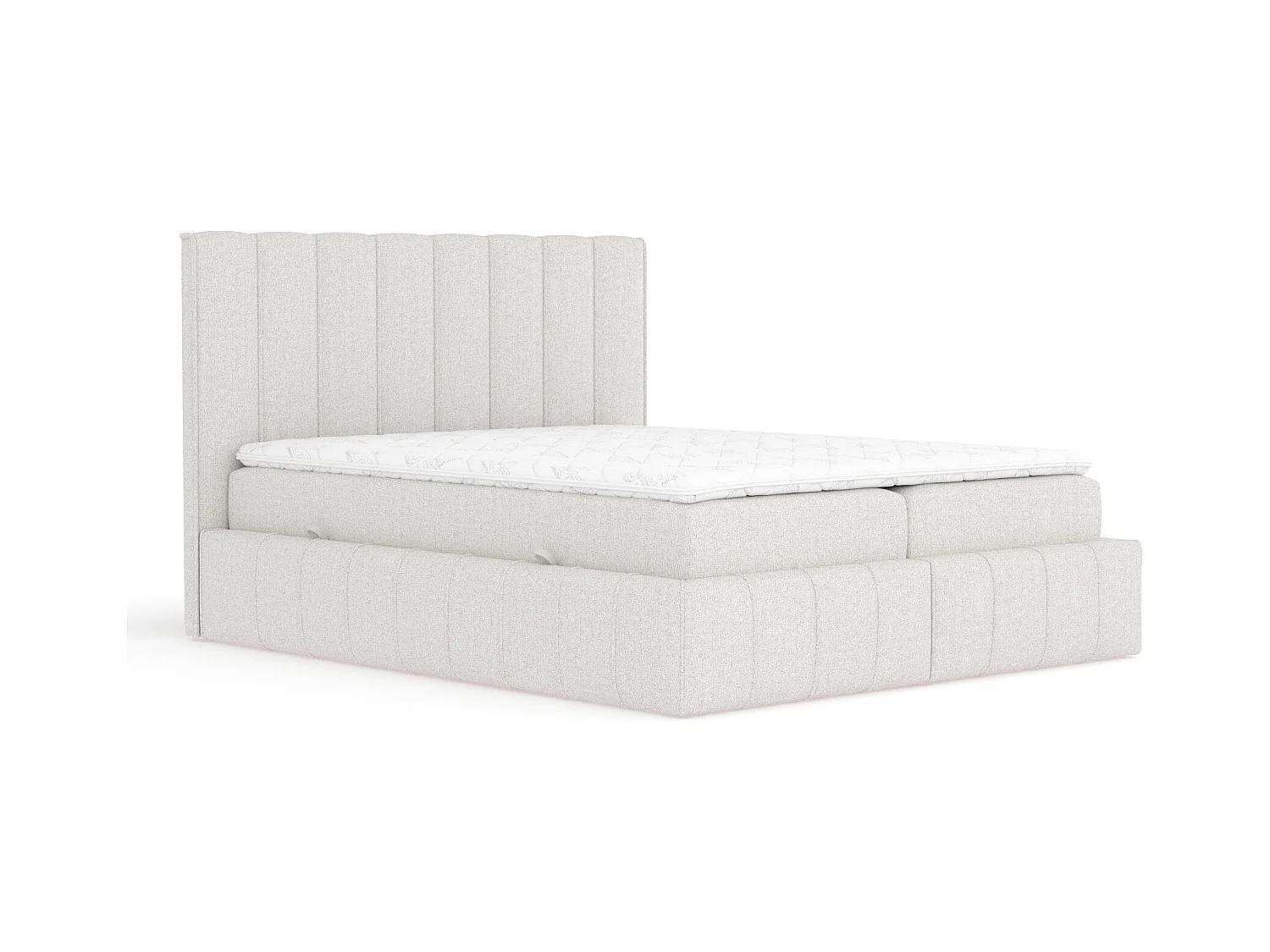 Boxspringbett aus Webstoff Moretti - Matratze - Toppermatratze - 160x200 cm - beige