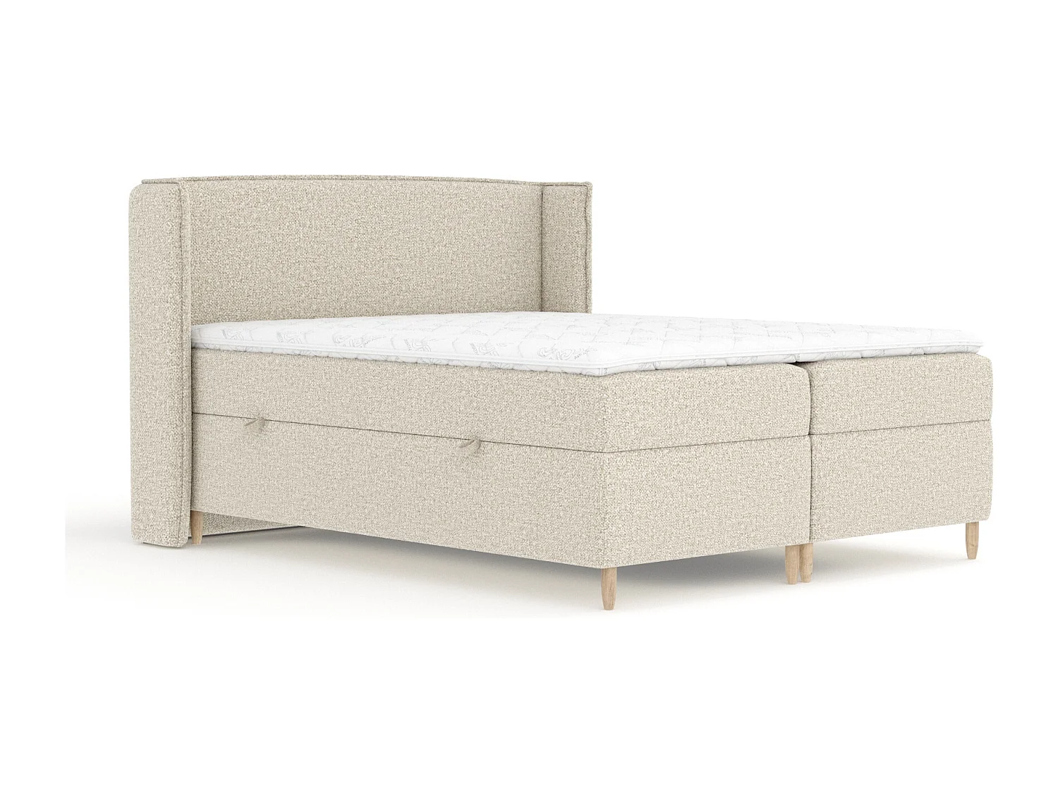 Lit boxspring en tissu bouclette Segni - matelas - surmatelas - 140x200 cm - beige