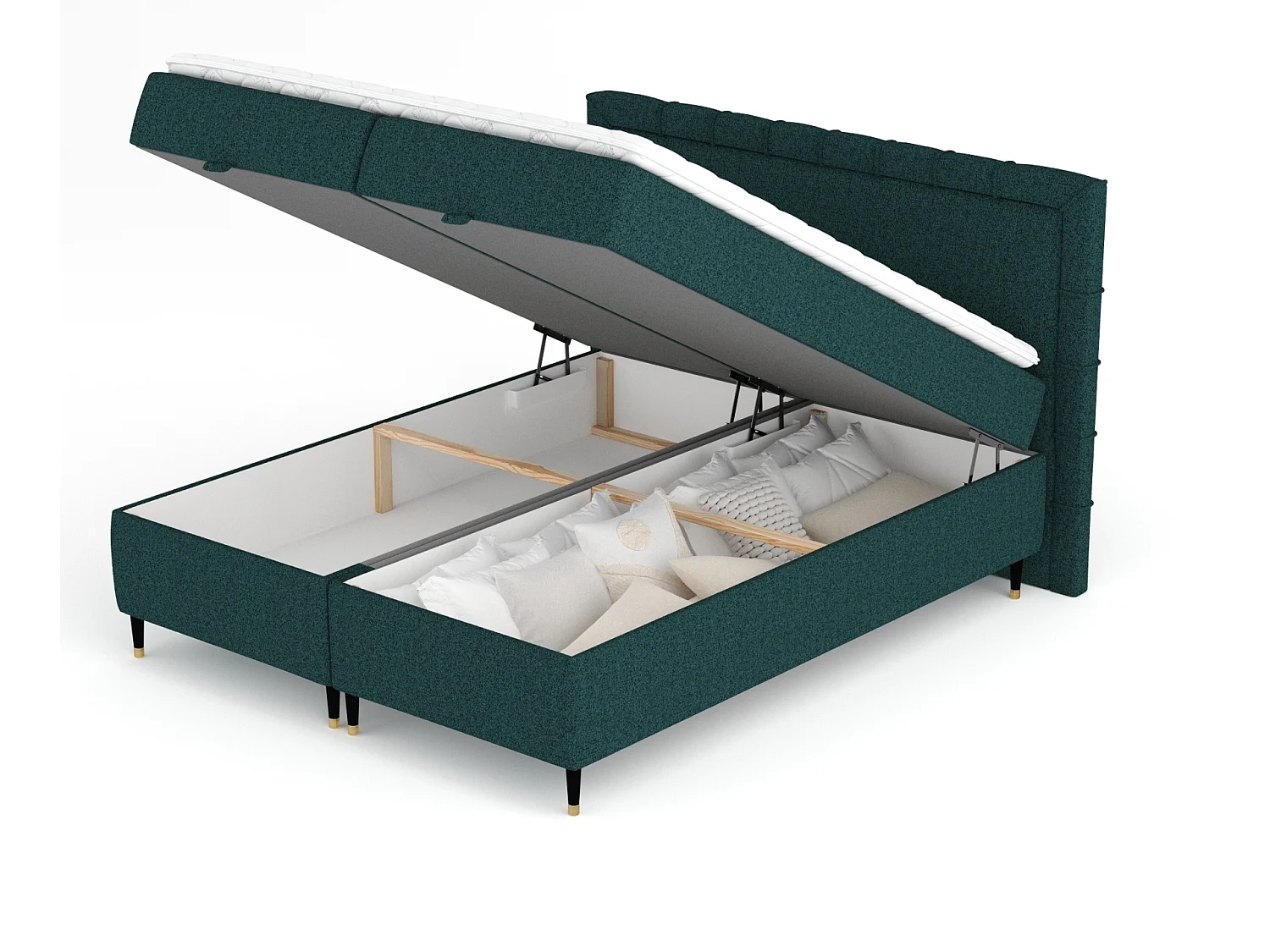 Boxspringbett aus Webstoff Voyage - Matratze - Toppermatratze - 180x200 cm - grün