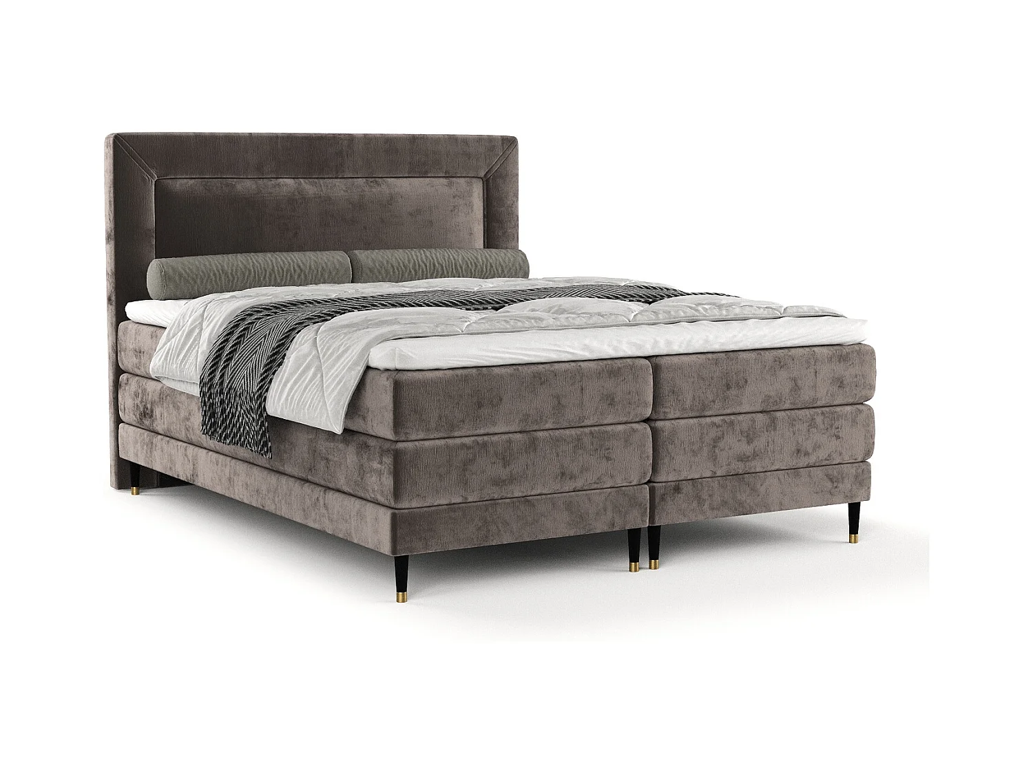 Lit boxspring en tissu chenille Madame - matelas - surmatelas - 200x200 cm - brun