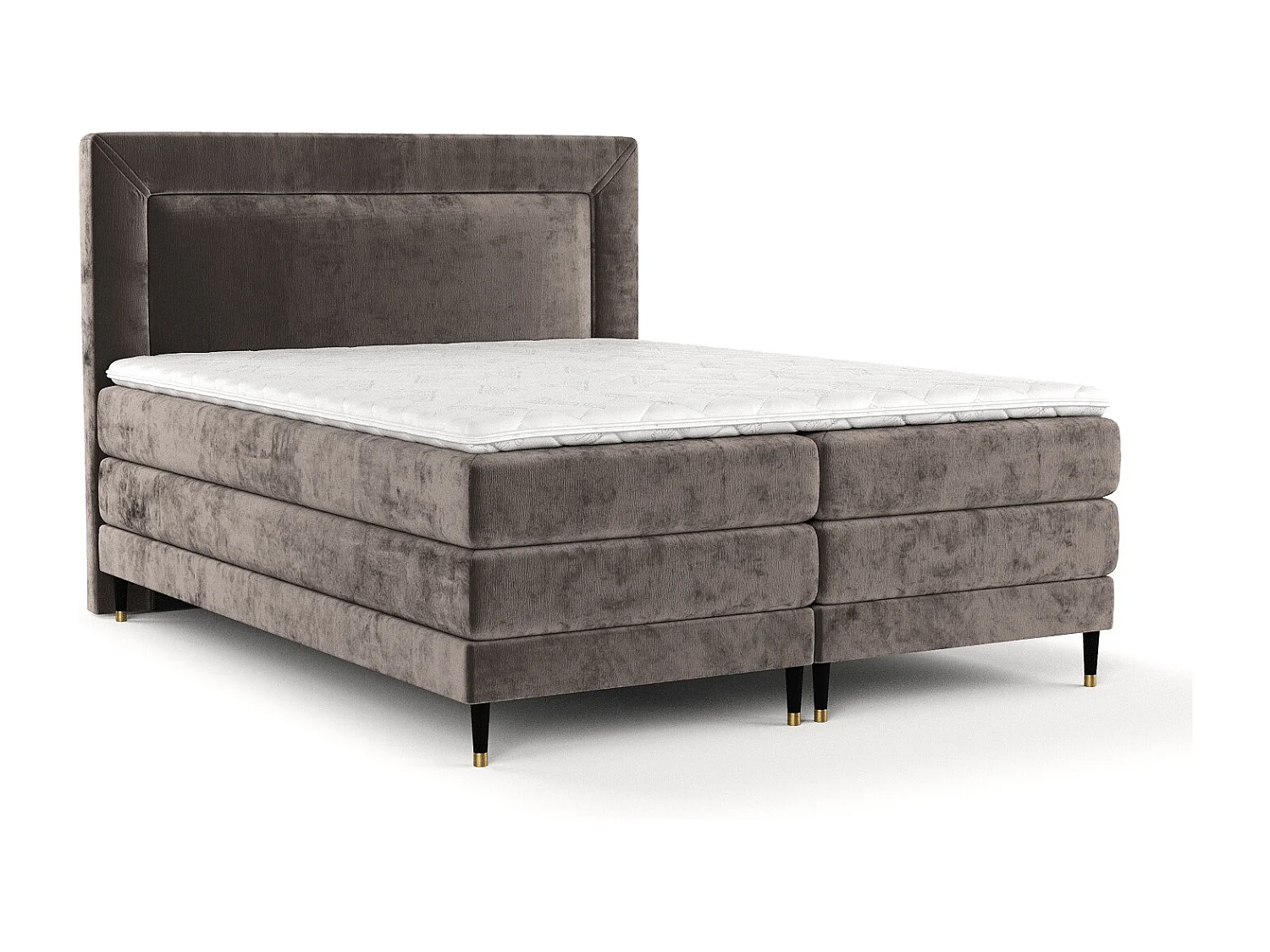 Boxspringbett aus Chenille-Stoff Madame - Matratze - Toppermatratze - 200x200 cm - braun