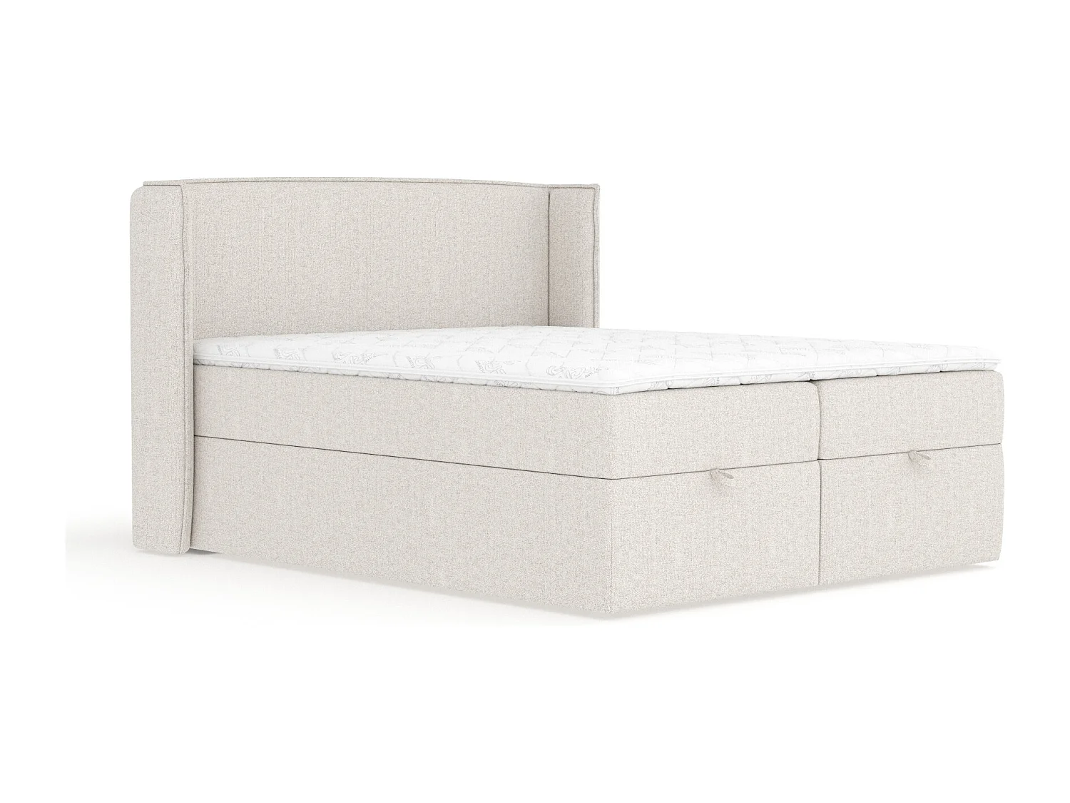 Lit boxspring en toile tissée Passion - matelas - surmatelas - 140x200 cm - beige