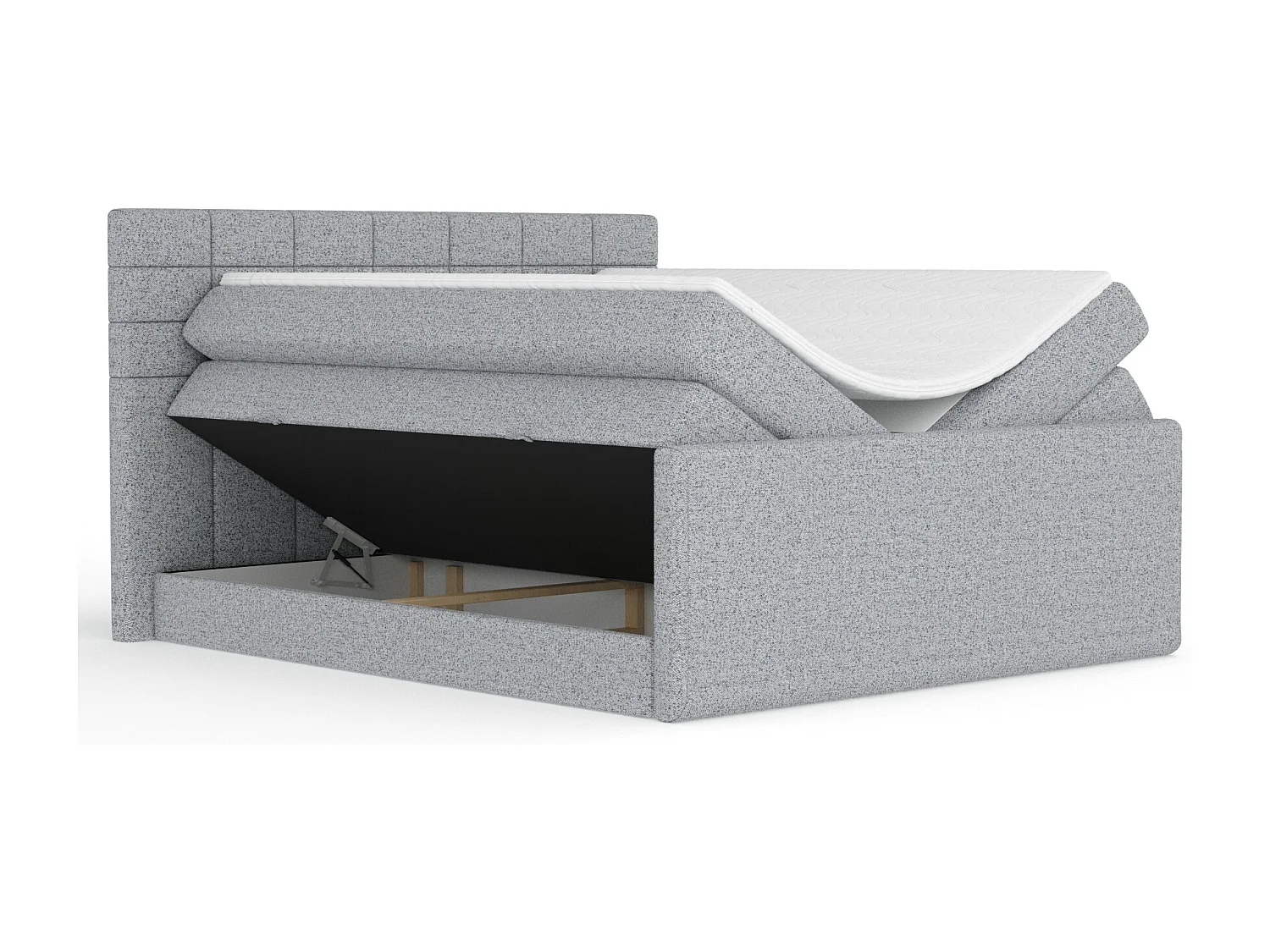 Boxspringbett aus Webstoff Ava - Matratze - Toppermatratze - 140x200 cm - grau