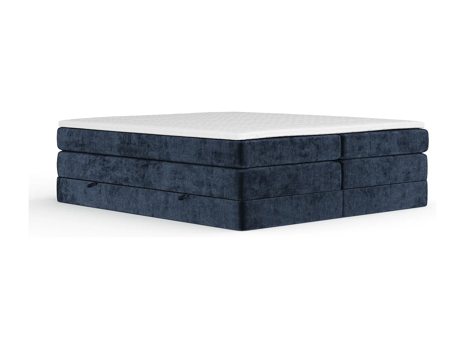 Boxspringbett aus Chenille-Stoff Juniper - Matratze - Toppermatratze - 160x200 cm - marineblau