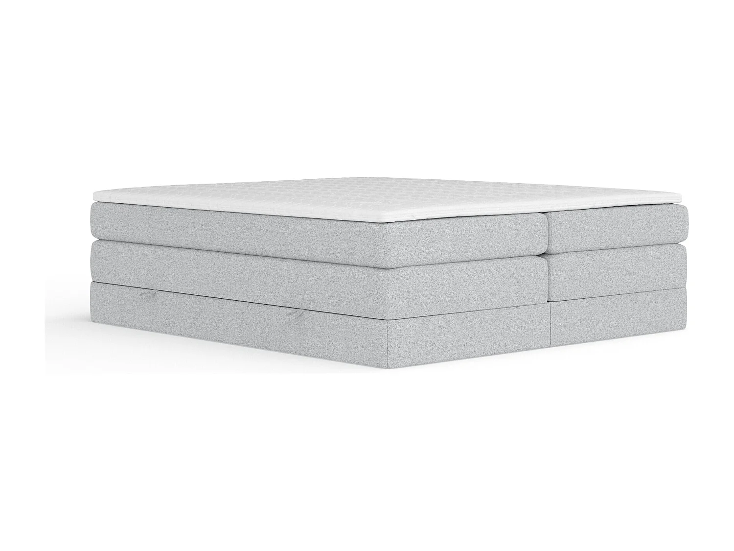Lit boxspring en toile tissée Juniper - matelas - surmatelas - 200x200 cm - gris clair