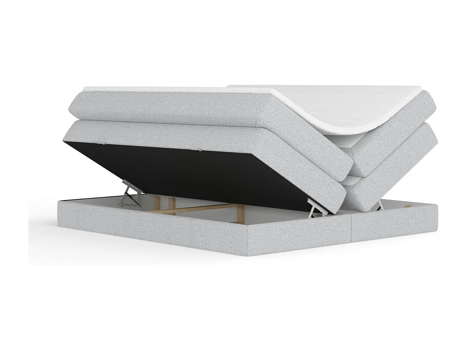 Lit boxspring en toile tissée Juniper - matelas - surmatelas - 200x200 cm - gris clair