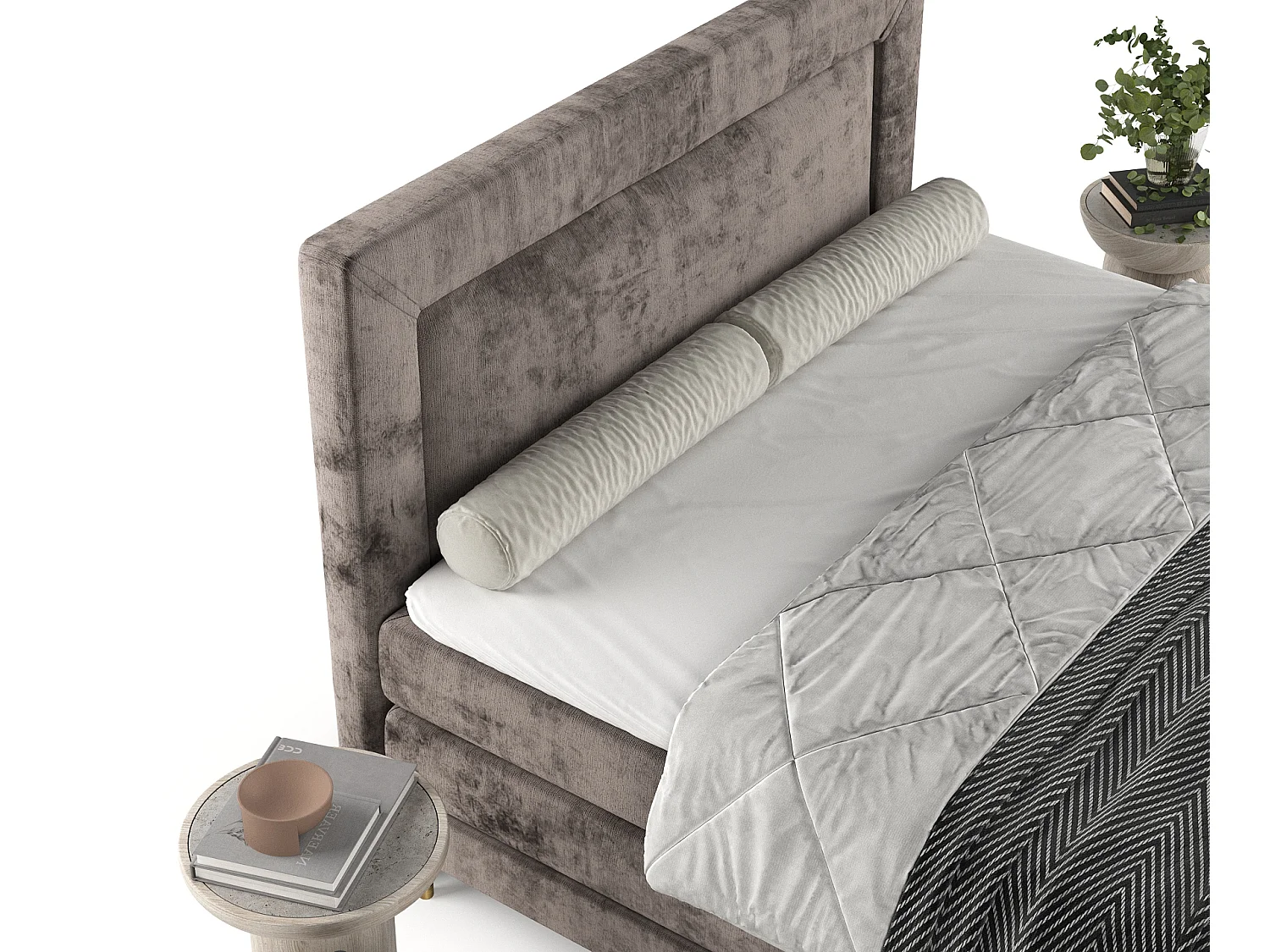 Lit boxspring en tissu chenille Madame - matelas - surmatelas - 160x200 cm - brun