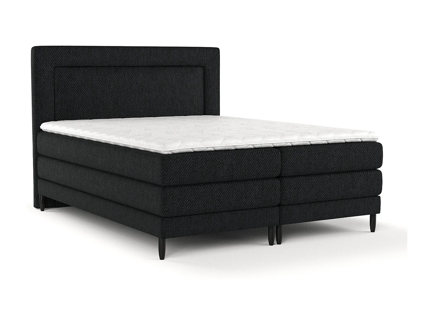 Boxspringbett aus Webstoff Madame - Matratze - Toppermatratze - 140x200 cm - schwarz