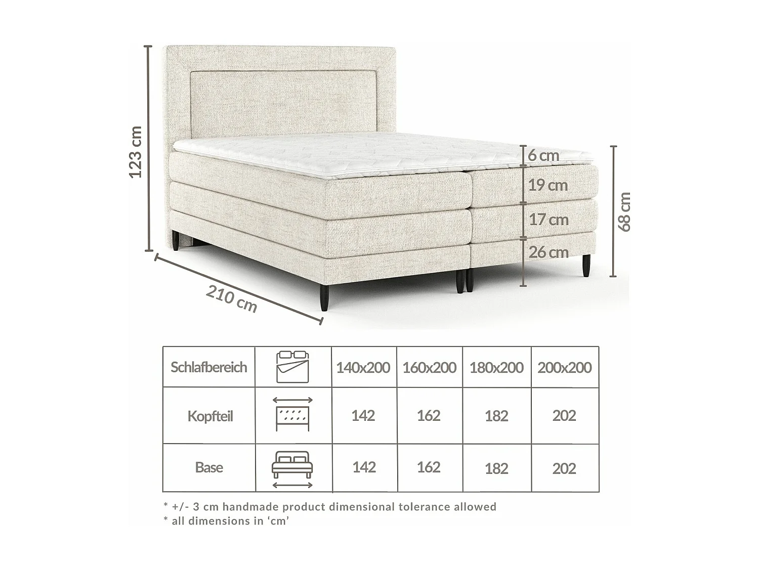 Łóżko boxspring w tkaninie plecionej Madame - materac - topper - 140x200 cm - czarny