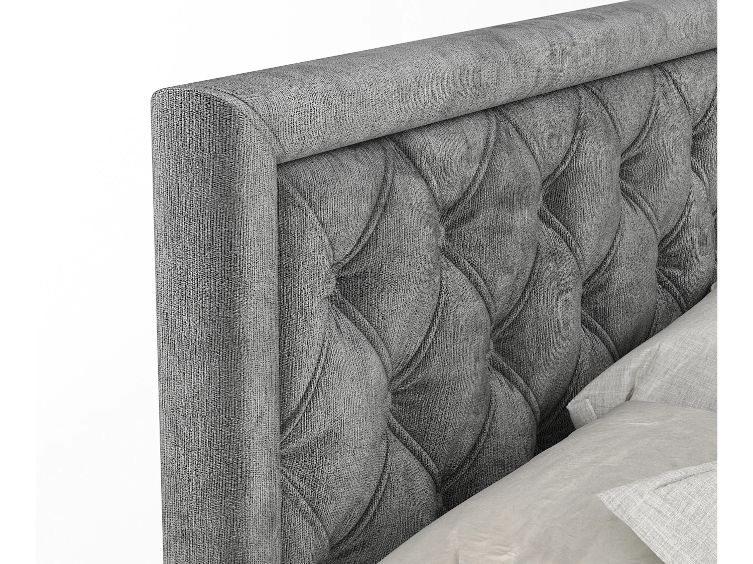 Boxspringbett aus Chenille-Stoff Aurelia - Matratze - Toppermatratze - 200x200 cm - grau