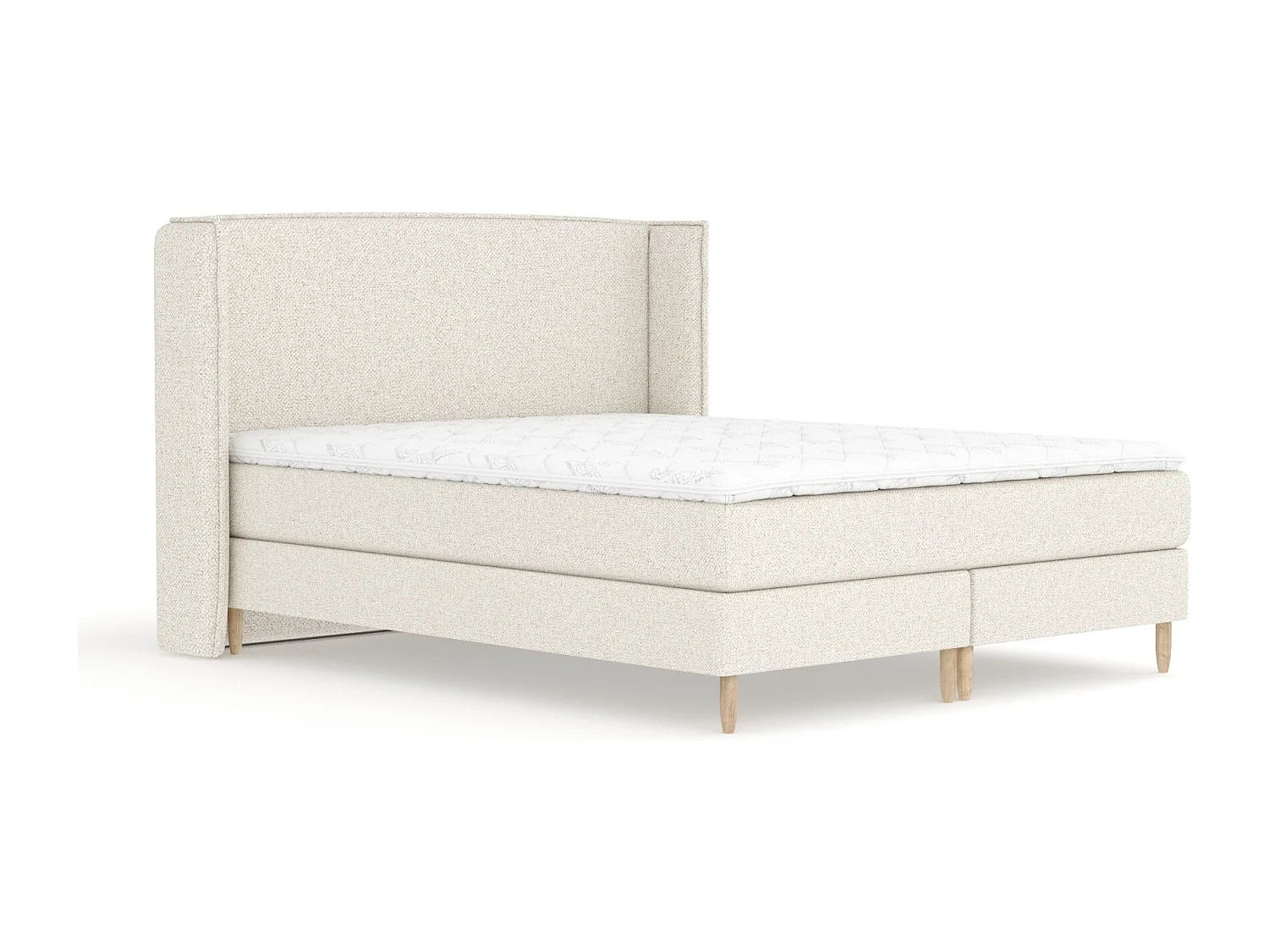 Lit boxspring en tissu bouclette Ardis - matelas - surmatelas - 180x200 cm - beige