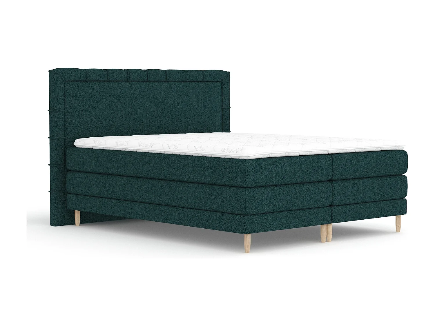 Lit boxspring en toile tissée Rimini - matelas - surmatelas - 180x200 cm - vert