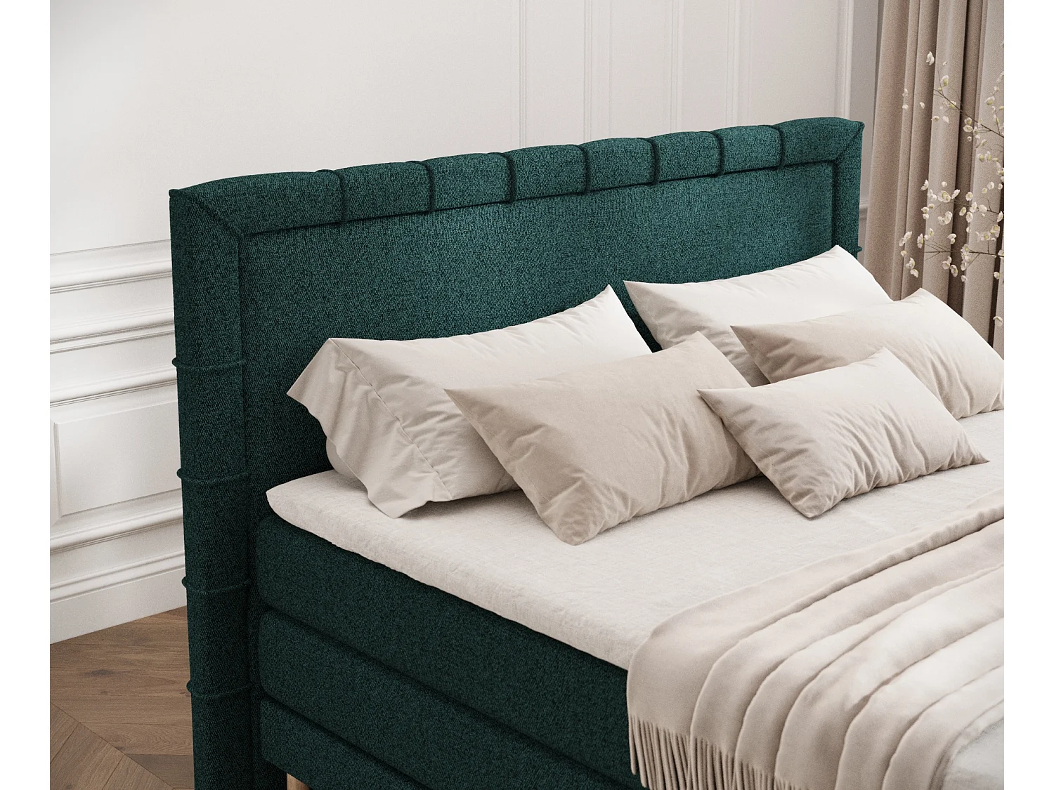 Lit boxspring en toile tissée Rimini - matelas - surmatelas - 180x200 cm - vert